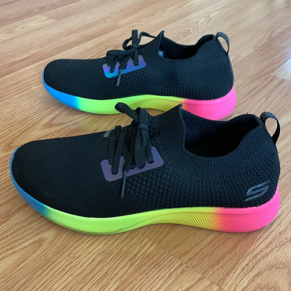 Skechers BOBS Sport Squad 2 Rainbow Rider Shoes, Size 8.5